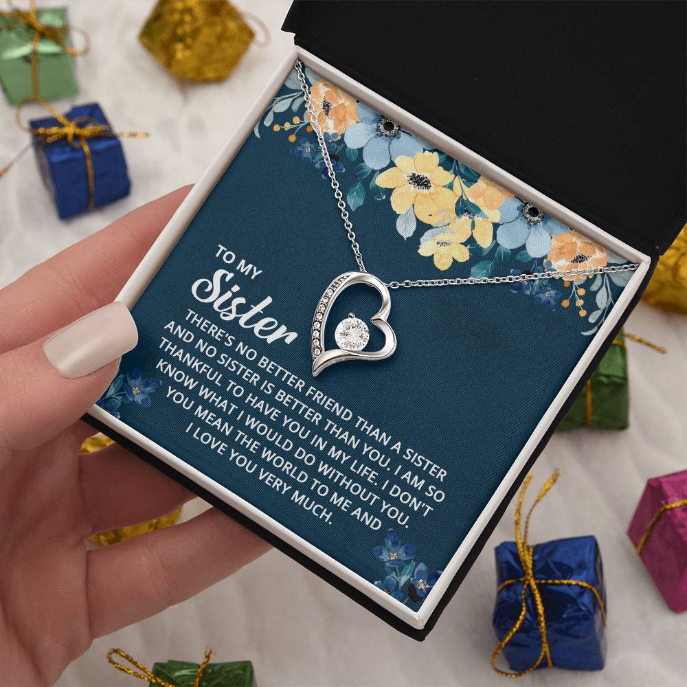 To My Sister Heart Necklace Gift-[Heartfelt Family Gift]