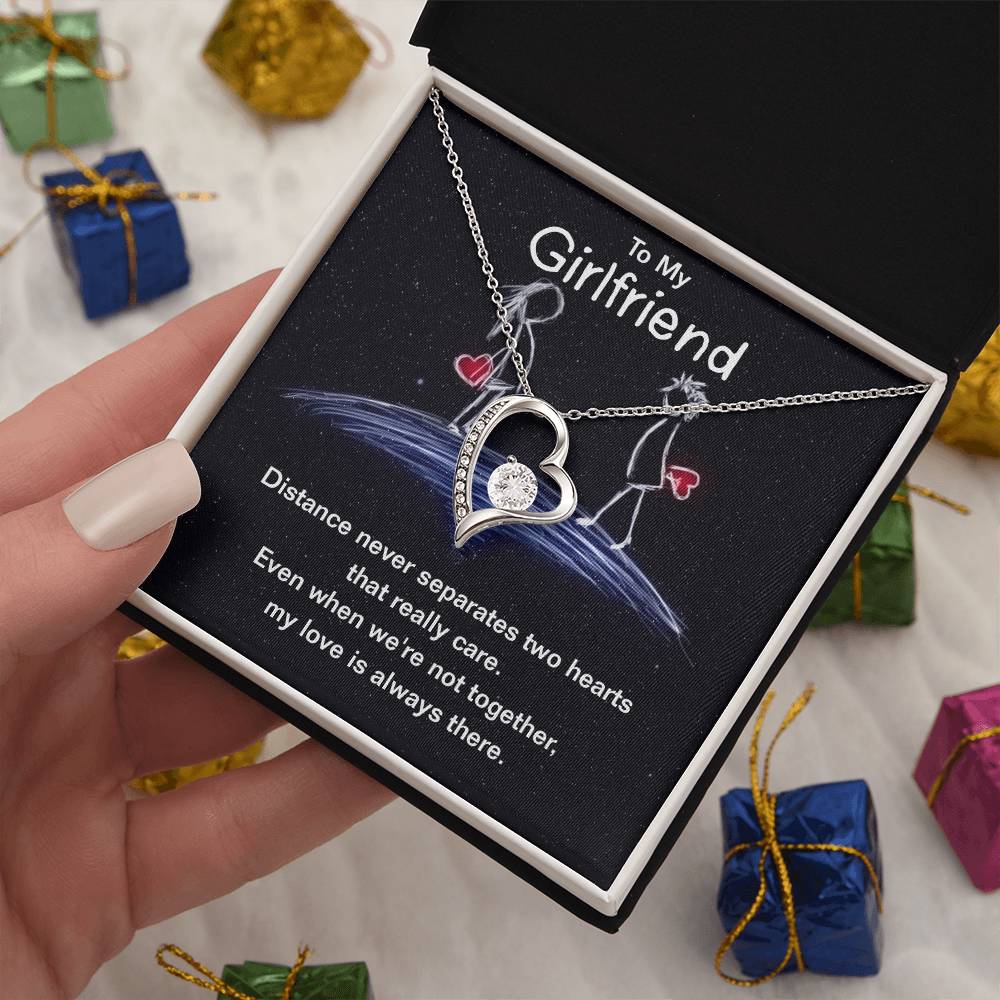Girlfriend - Distance Never Separates Two Hearts Heart Necklace Gift-[Heartfelt Family Gift]