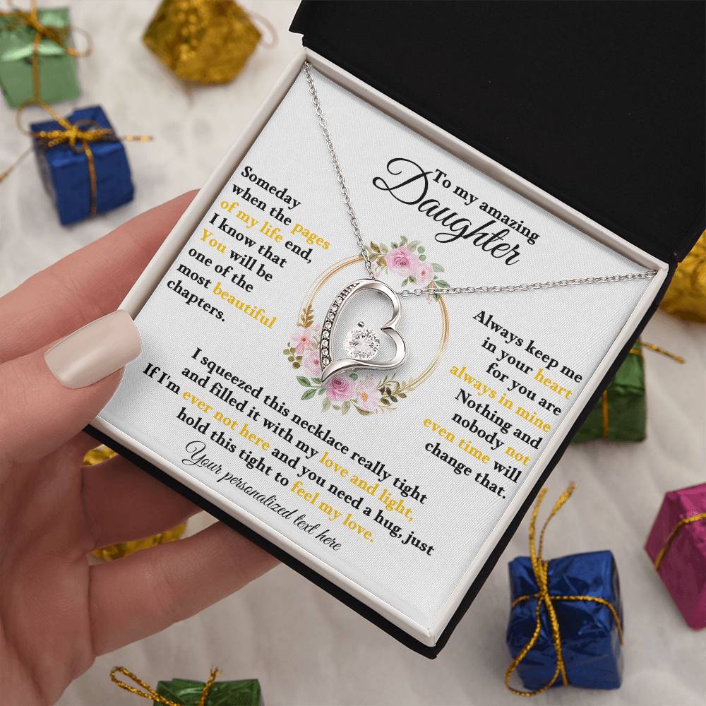 To My Daughter - Personalized Love and Light Heart Necklace Gift-[Heartfelt Family Gift]
