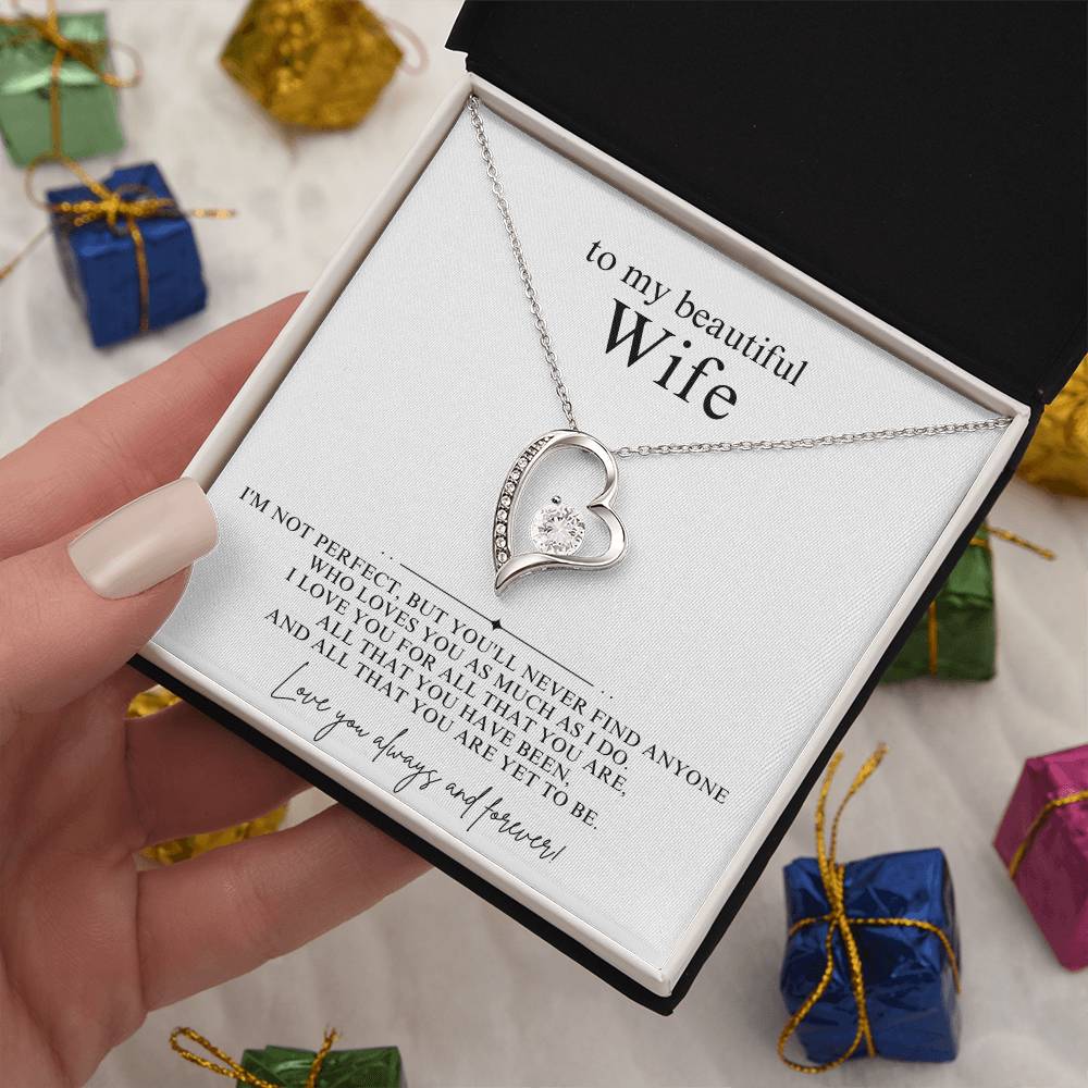 To My Beautiful Wife Heart Necklace Gift