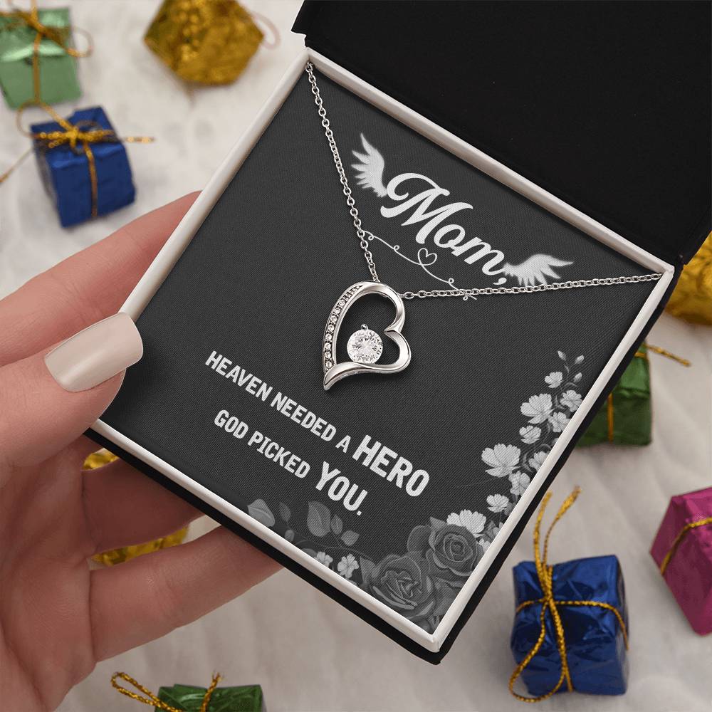 Mom Heaven Needed a Hero Heart Necklace Gift-[Heartfelt Family Gift]