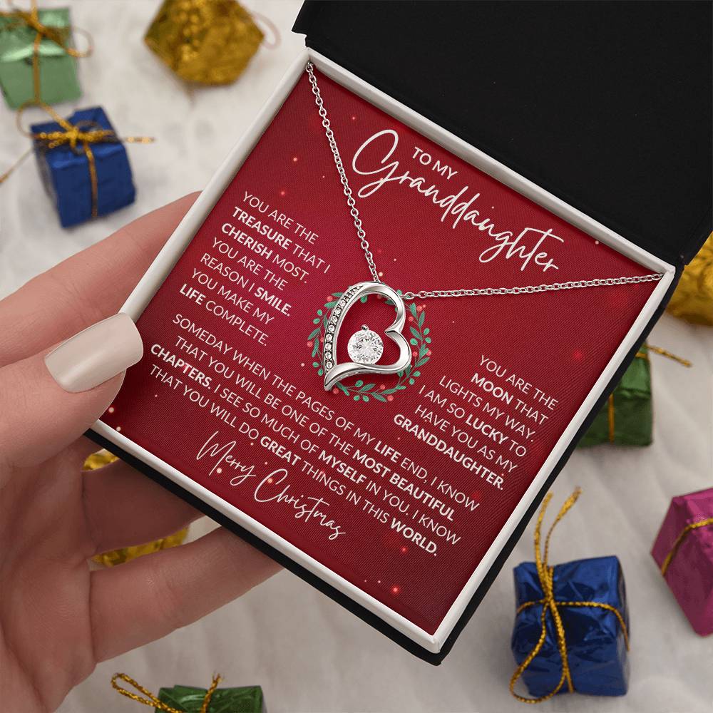 Granddaughter Christmas Heart Necklace Gift-[Heartfelt Family Gift]