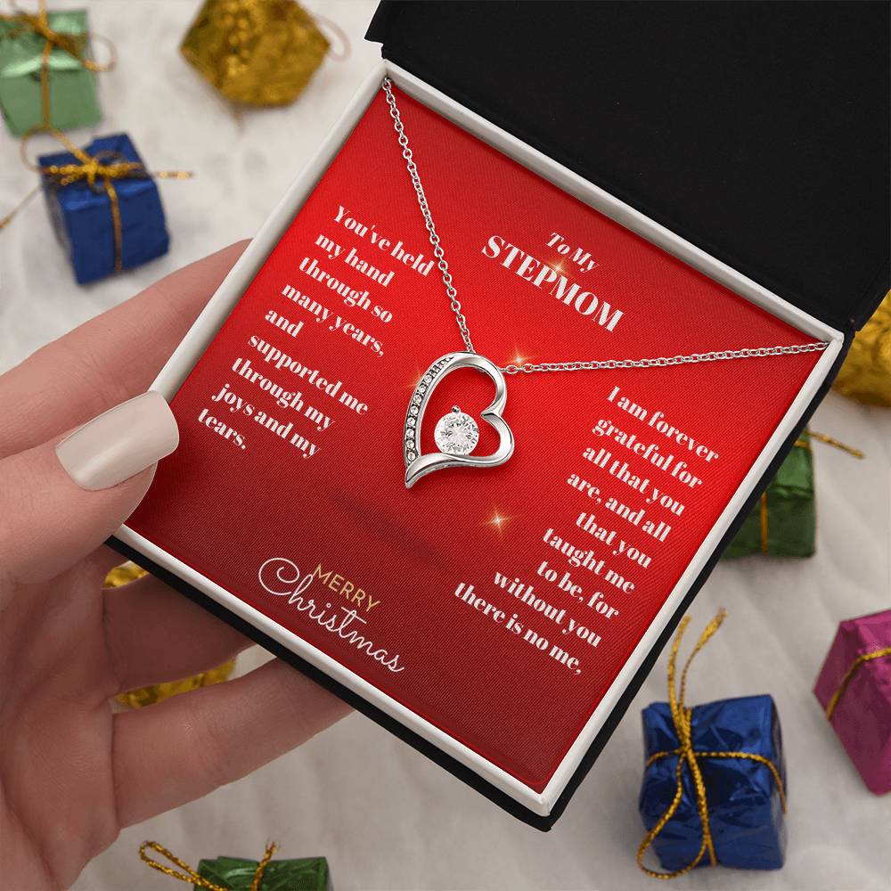 Stepmom Christmas Heart Necklace Gift-[Heartfelt Family Gift]