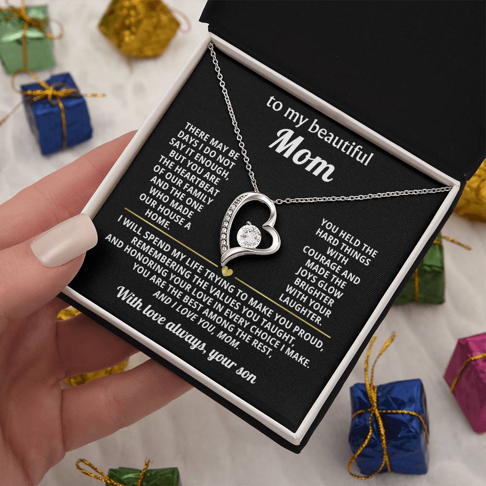 Mom Heart Necklace Gift from Son