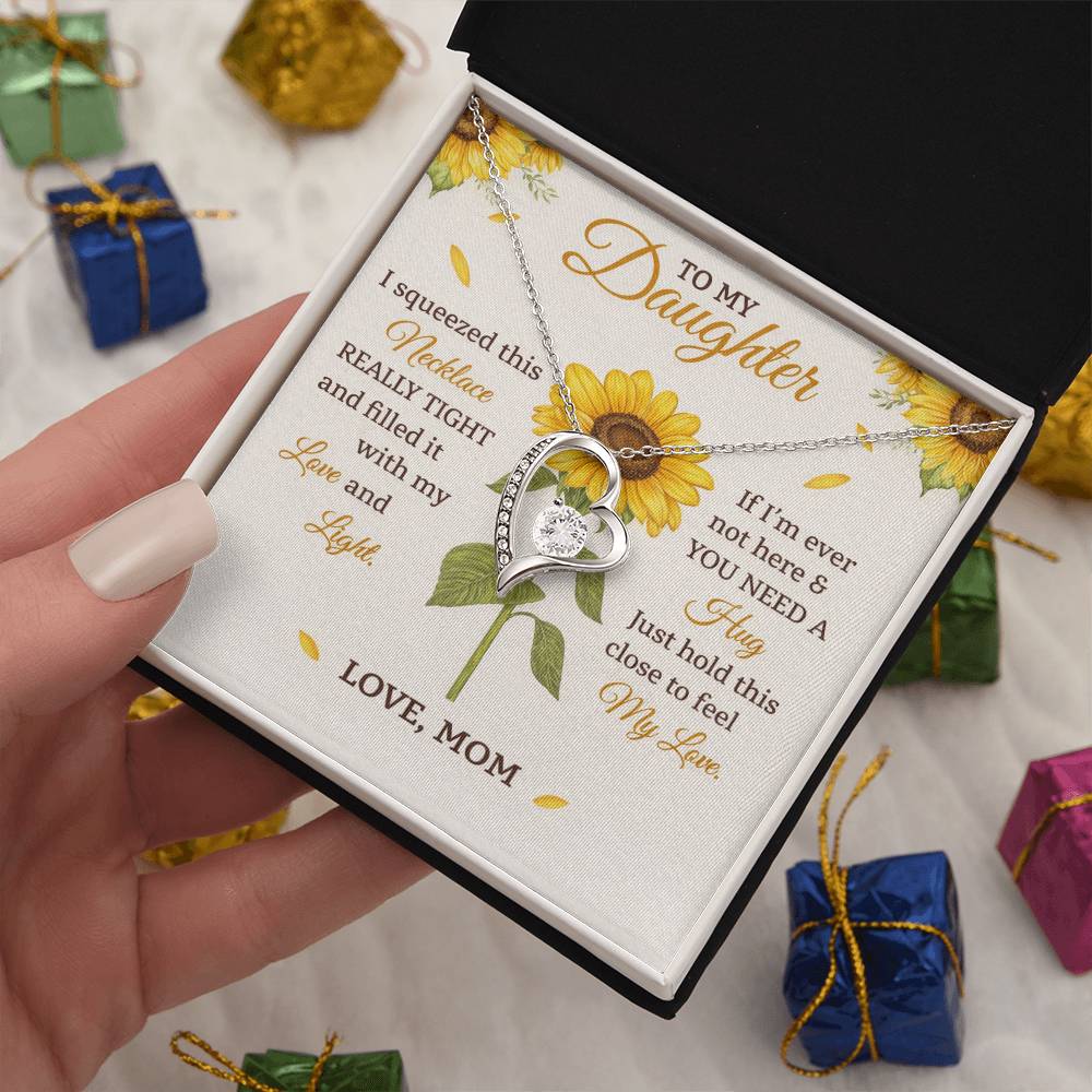 Daughter Sunflower Heart Necklace Gift from Mom