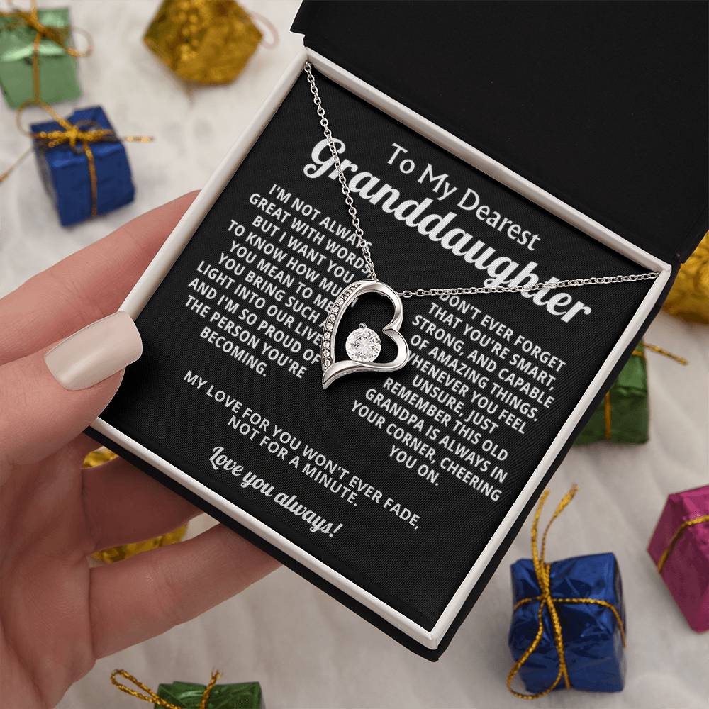 To My Granddaughter Heart Necklace Gift
