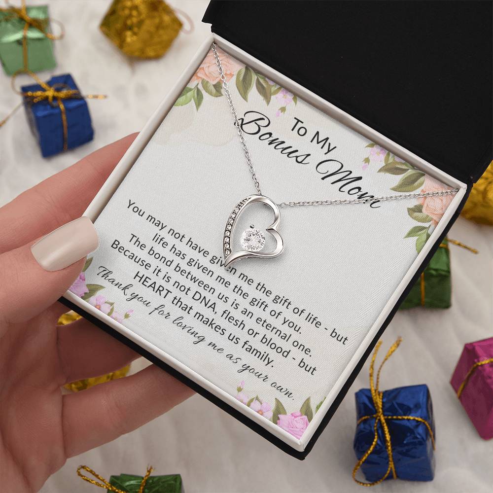 To My Bonus Mom Heart Necklace Gift from Stepdaughter