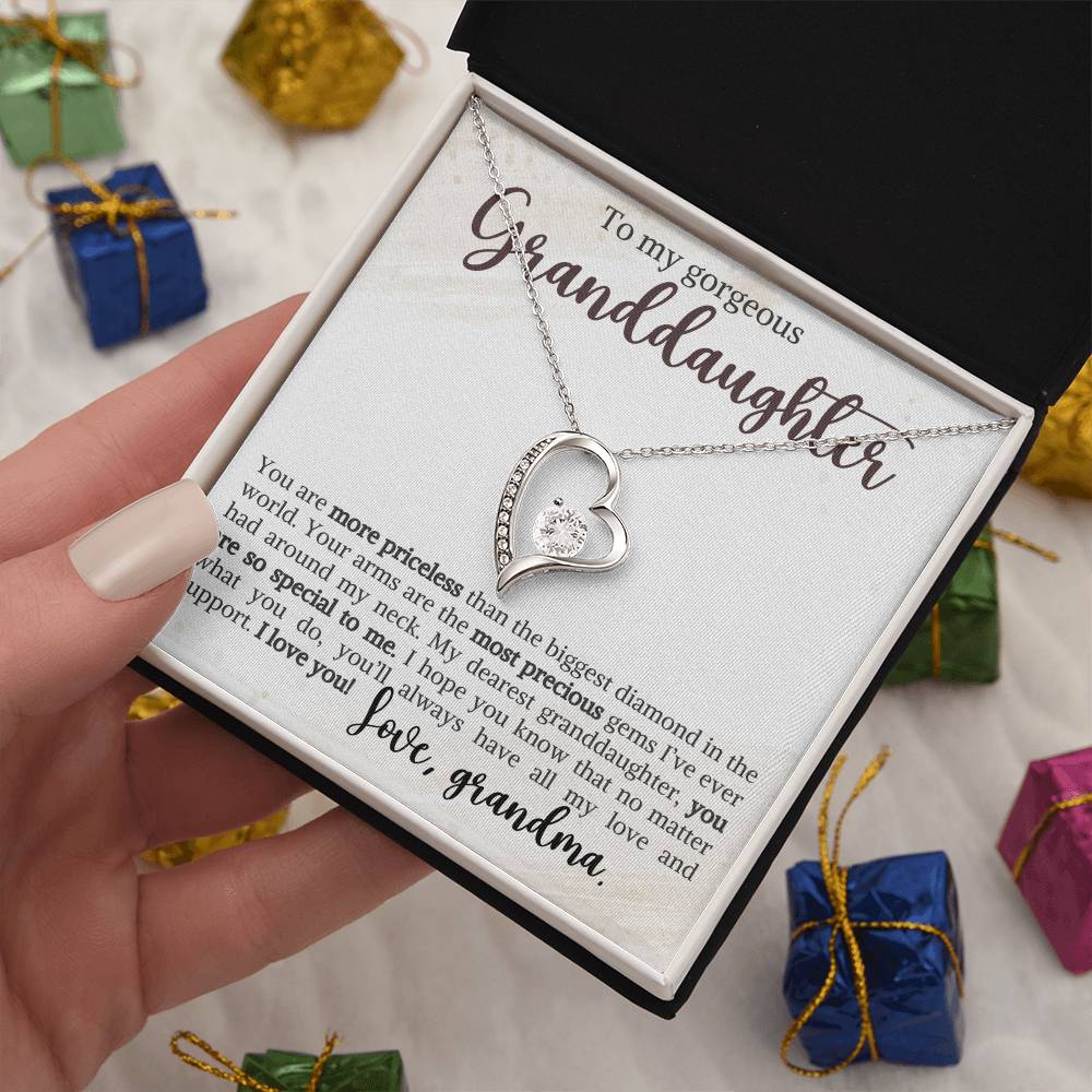Granddaughter Necklace - Christmas  Birthday Gift for Her - Personalized Jewelry Heart Pendant - Must-Have Item-[Heartfelt Family Gift]