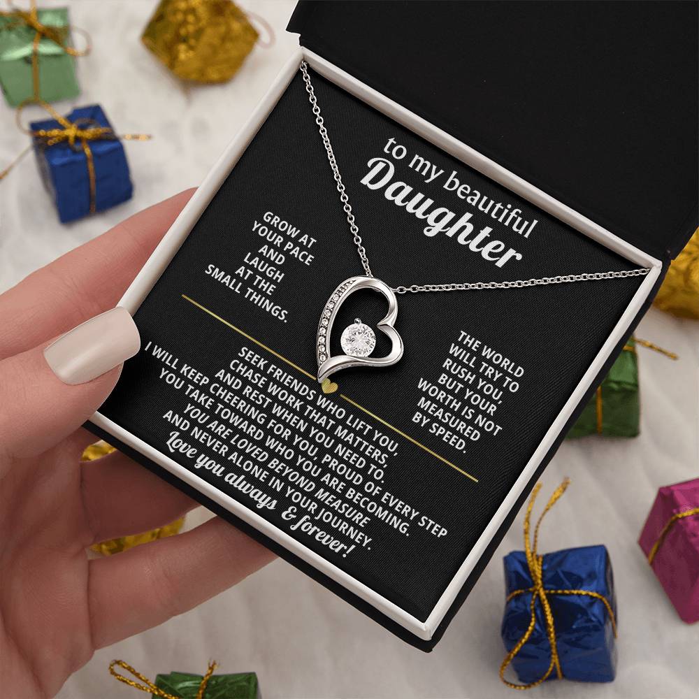 To My Daughter Heart Necklace Gift