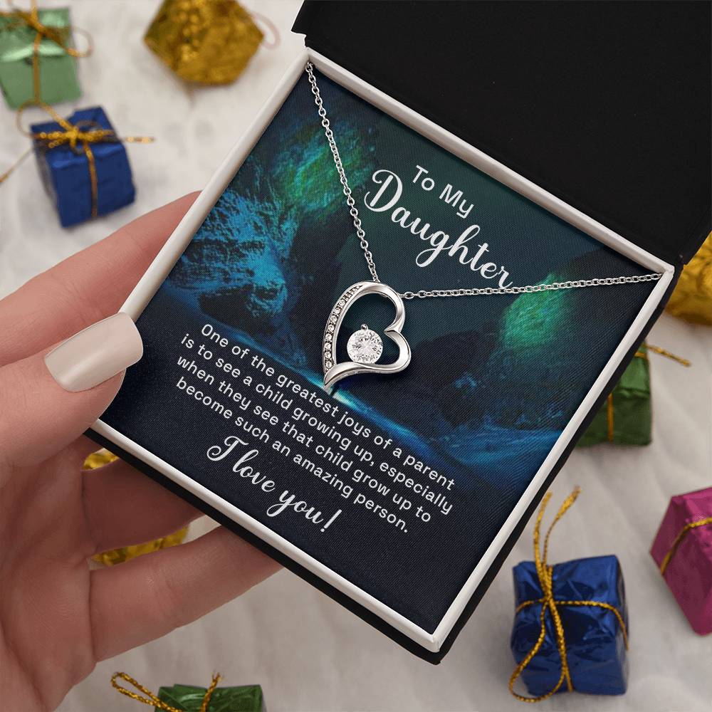 Daughter Greatest Joy Heart Necklace Gift-[Heartfelt Family Gift]
