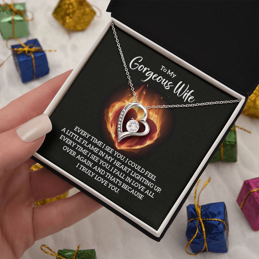 To My Gorgeous Wife - Every Time I See You Heart Necklace Gift-[Heartfelt Family Gift]