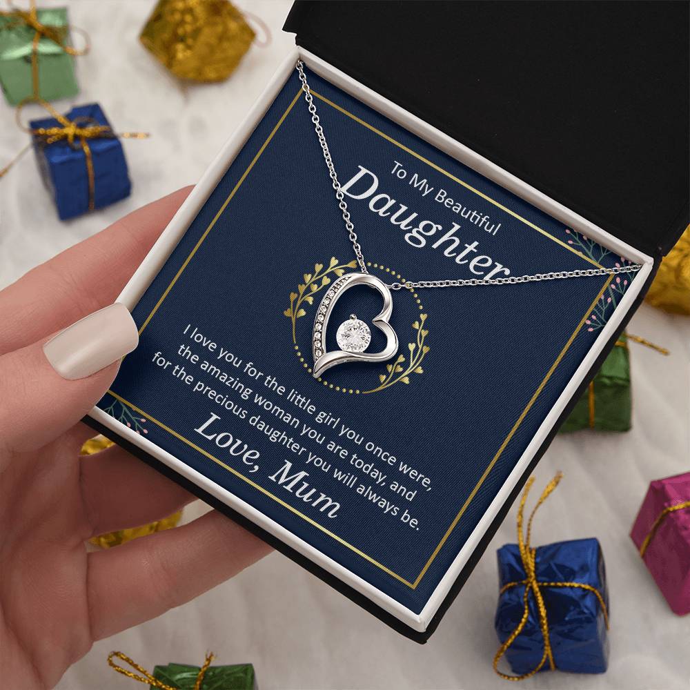To My Beautiful Daughter - I Love You Heart Necklace Gift-[Heartfelt Family Gift]