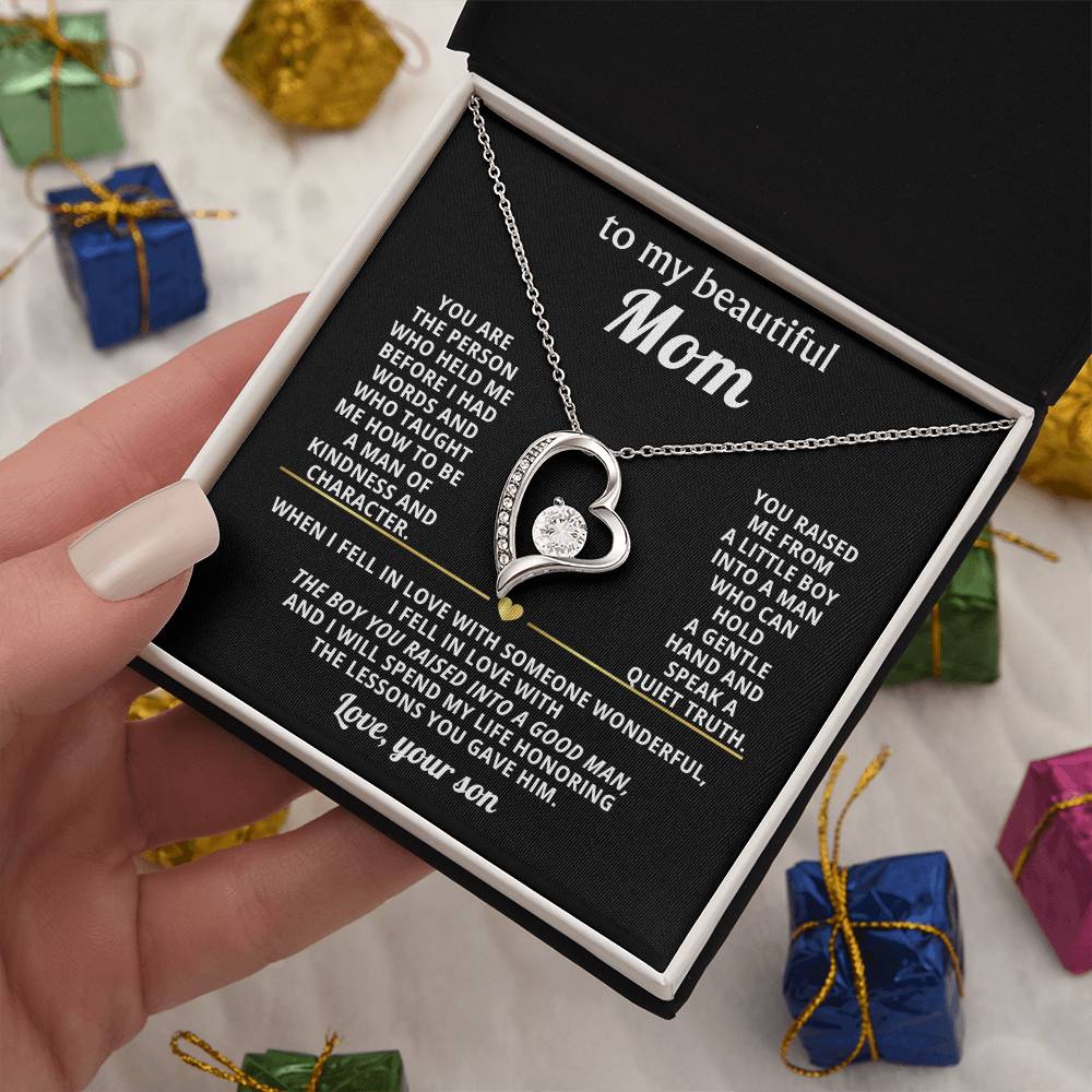 Mom Heart Necklace Gift from Son
