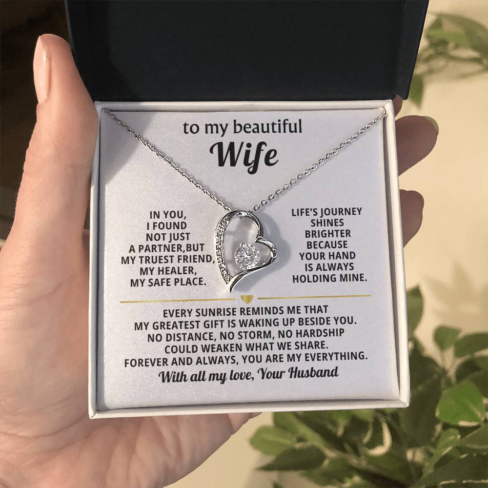 To My Beautiful Wife Heart Necklace