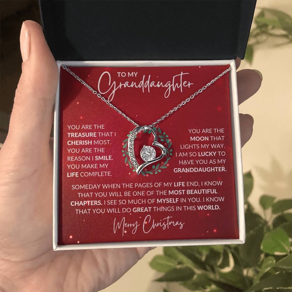 Granddaughter Christmas Heart Necklace Gift-[Heartfelt Family Gift]