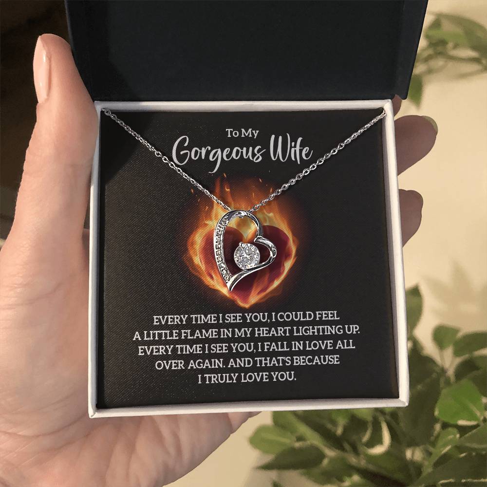 To My Gorgeous Wife - Every Time I See You Heart Necklace Gift-[Heartfelt Family Gift]