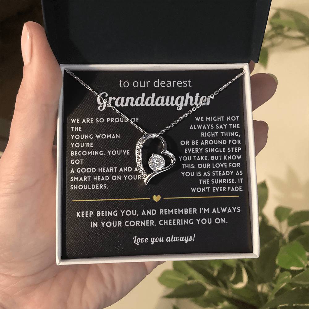 To My Granddaughter Heart Necklace Gift