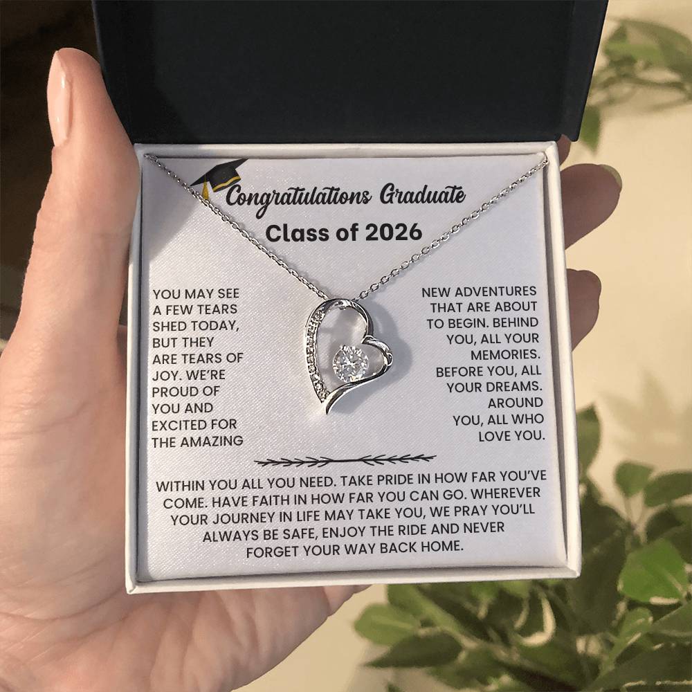 Class of 2026 Graduation Necklace Gift - Heart