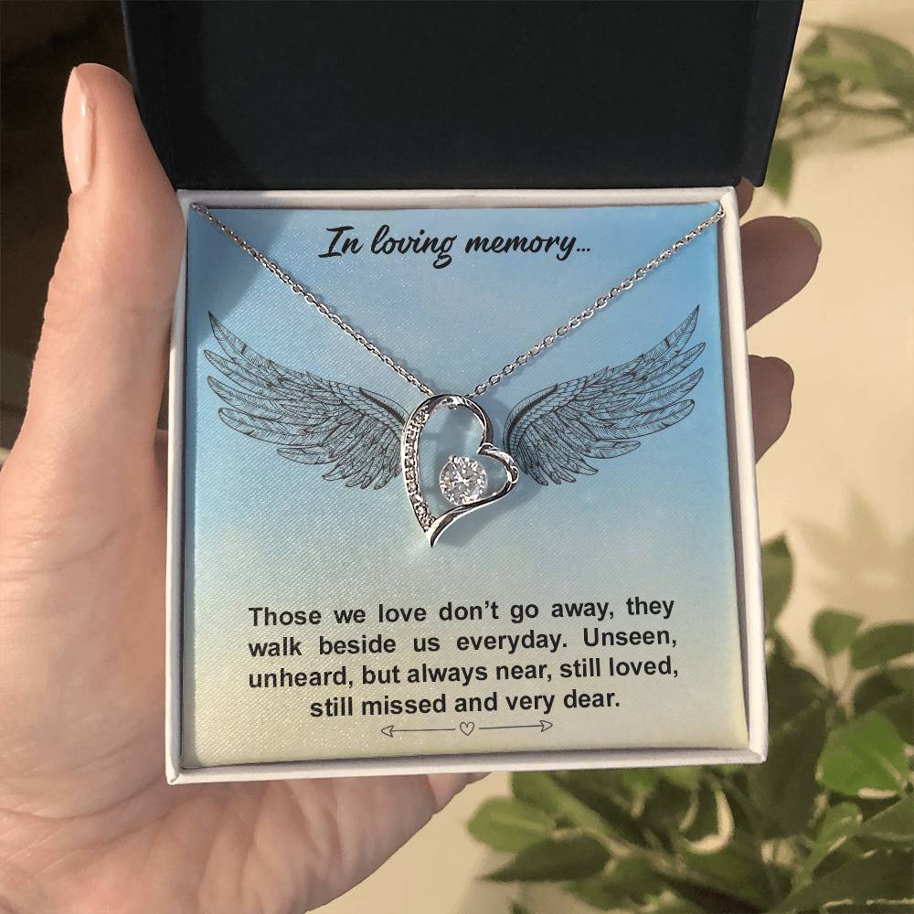 In Loving Memory Angel Wings Heart Necklace Gift-[Heartfelt Family Gift]