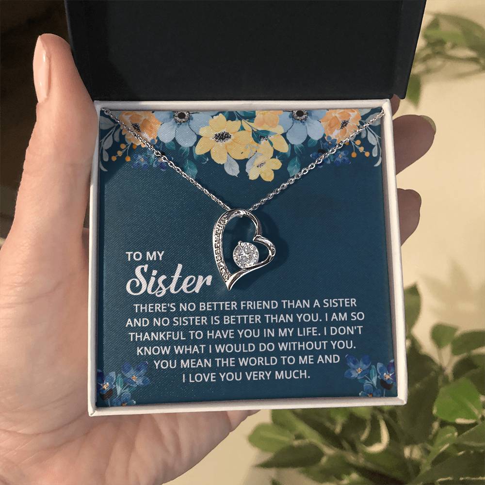 To My Sister Heart Necklace Gift-[Heartfelt Family Gift]