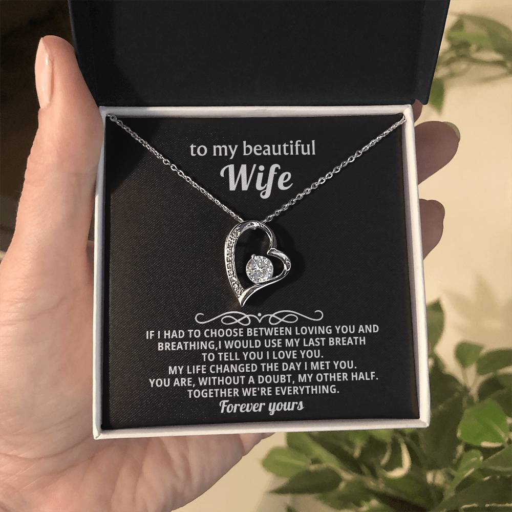 To My Beautiful Wife Heart Necklace Gift