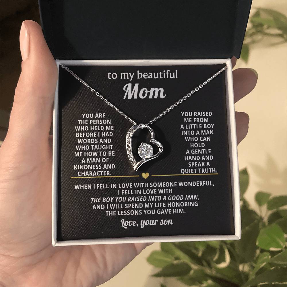 Mom Heart Necklace Gift from Son