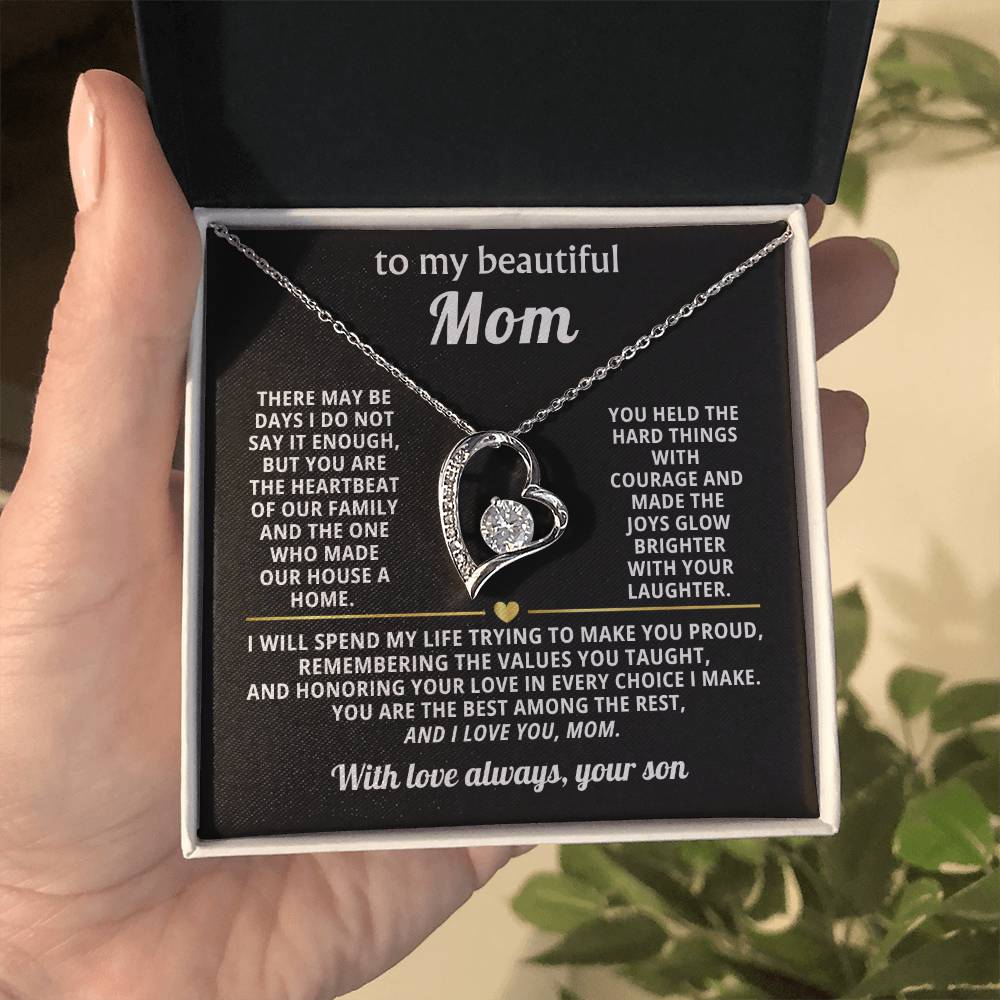 Mom Heart Necklace Gift from Son