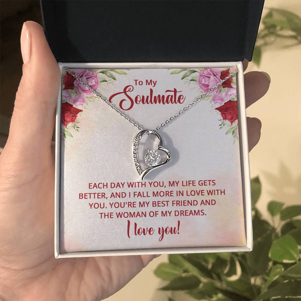 To My Soulmate -  Woman Of My Dreams Heart Necklace Gift-[Heartfelt Family Gift]