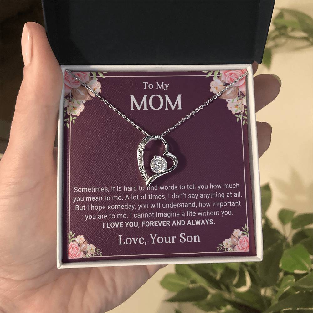 To My Mom Heart Necklace Gift