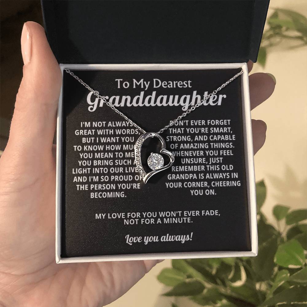 To My Granddaughter Heart Necklace Gift