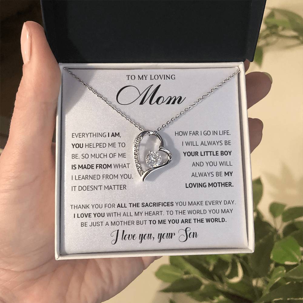 To My Mom Heart Necklace Gift