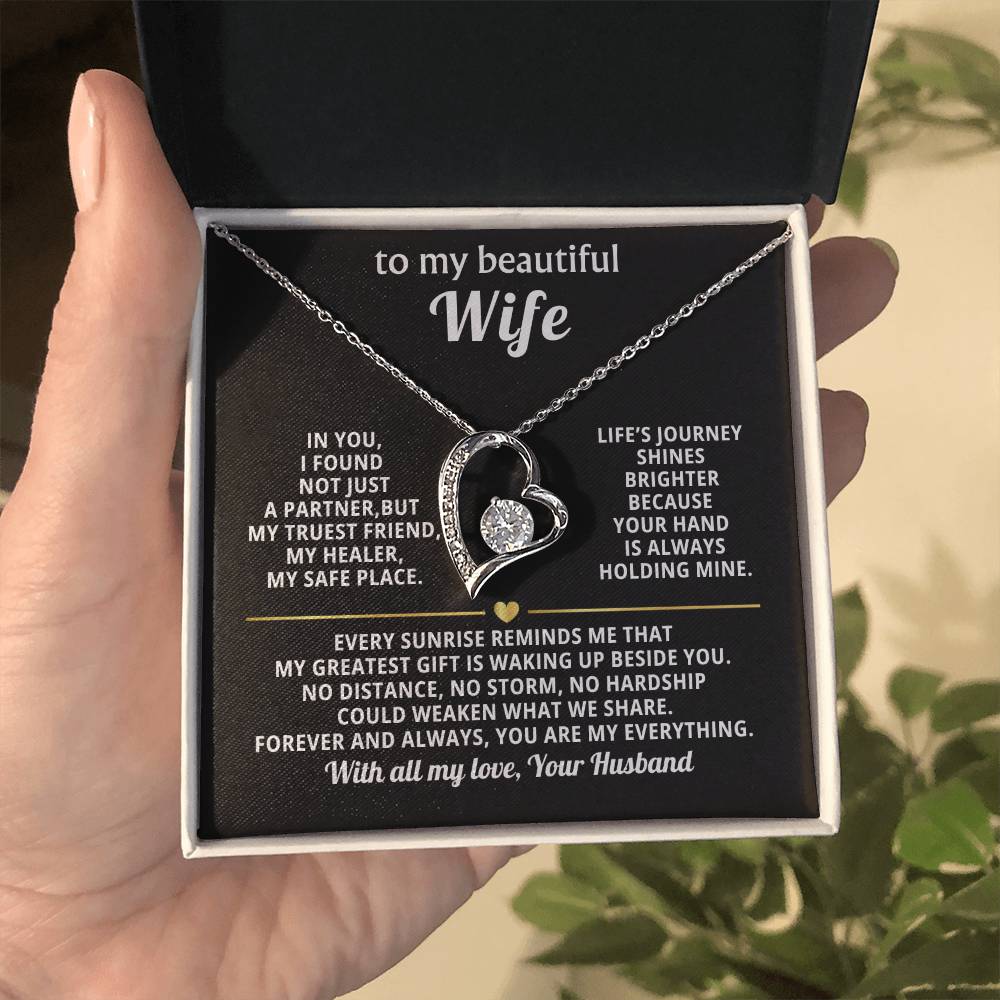 To My Beautiful Wife Heart Necklace