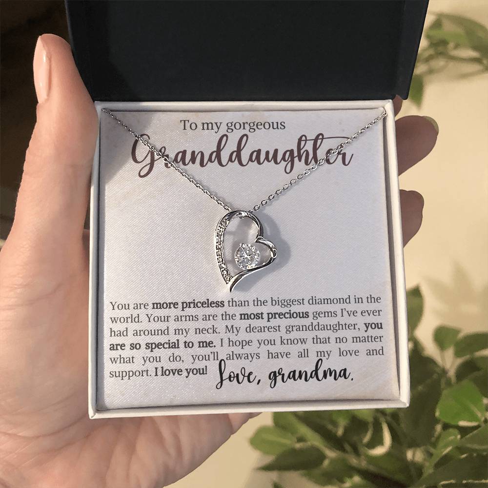 Granddaughter Necklace - Christmas  Birthday Gift for Her - Personalized Jewelry Heart Pendant - Must-Have Item-[Heartfelt Family Gift]