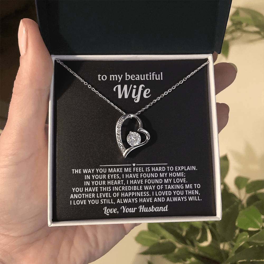 To My Beautiful Wife Heart Necklace Gift
