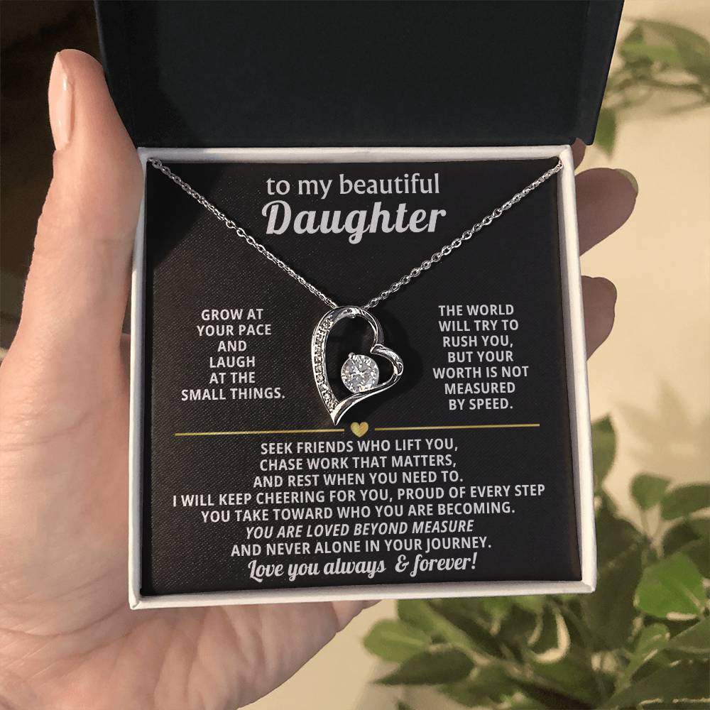 To My Daughter Heart Necklace Gift