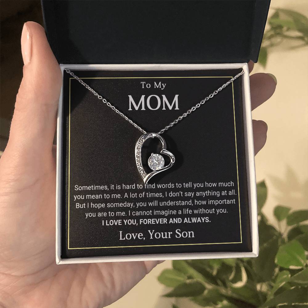 To My Mom Heart Necklace Gift