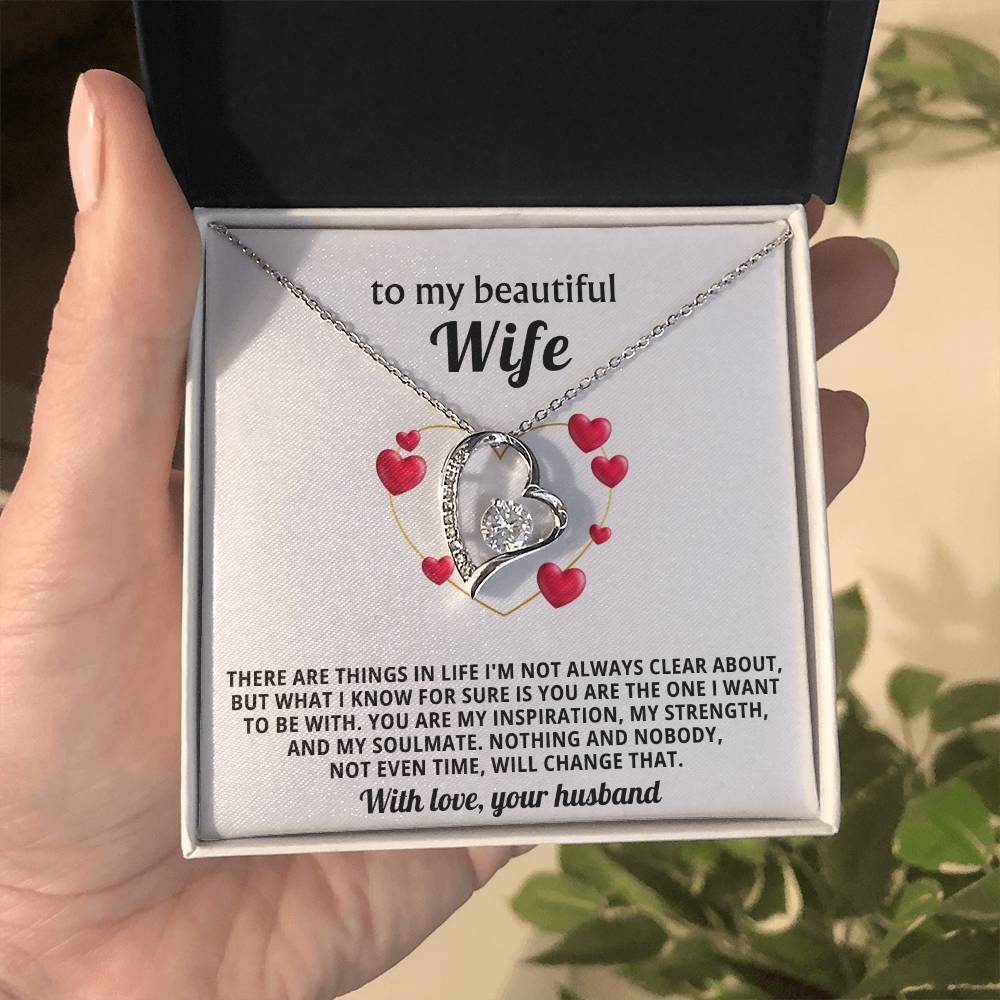 To My Beautiful Wife Heart Necklace Gift