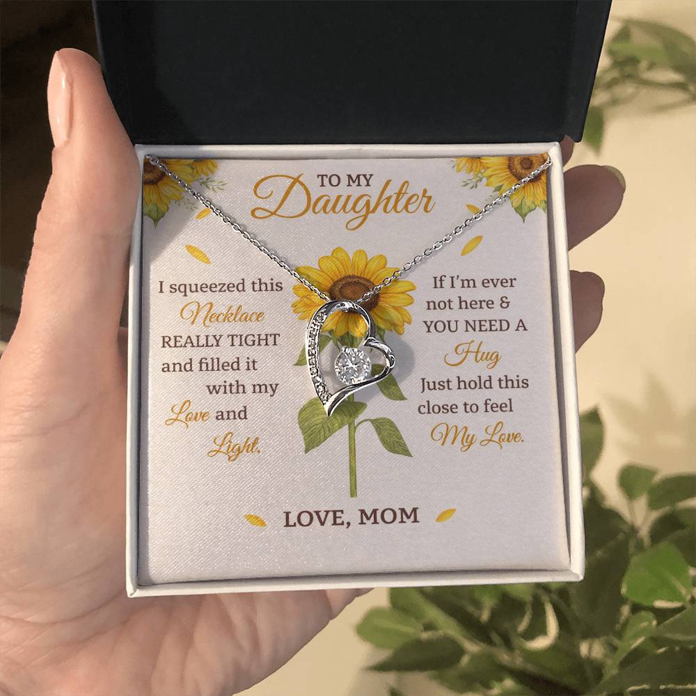 Daughter Sunflower Heart Necklace Gift from Mom