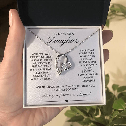 To My Daughter Forever Love Necklace Gift