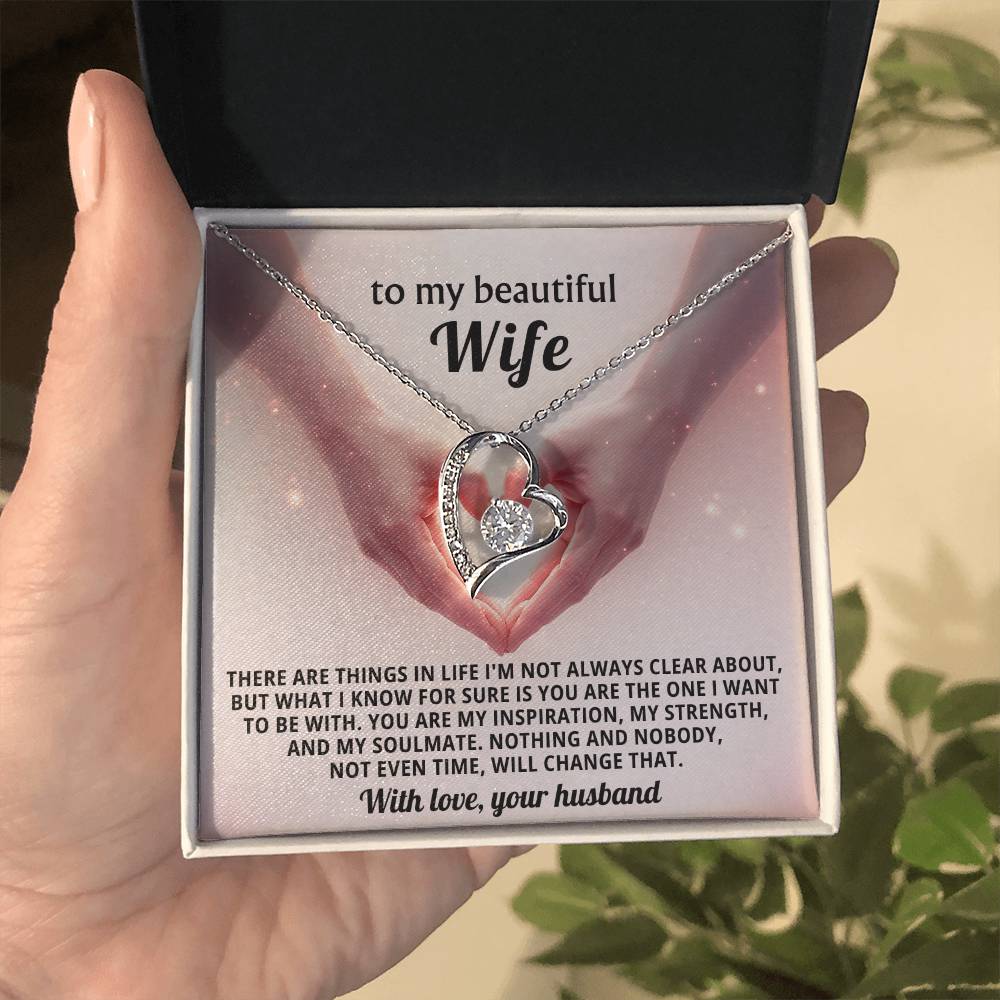 To My Beautiful Wife Heart Necklace Gift