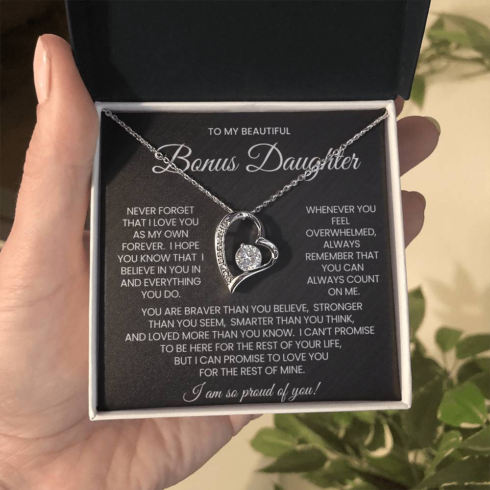 To My Bonus Daughter Forever Love Necklace Gift
