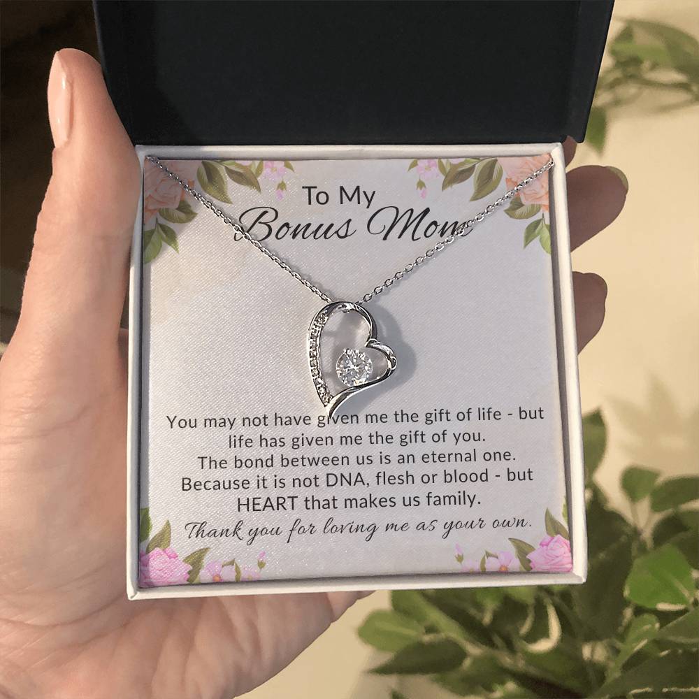 To My Bonus Mom Heart Necklace Gift from Stepdaughter