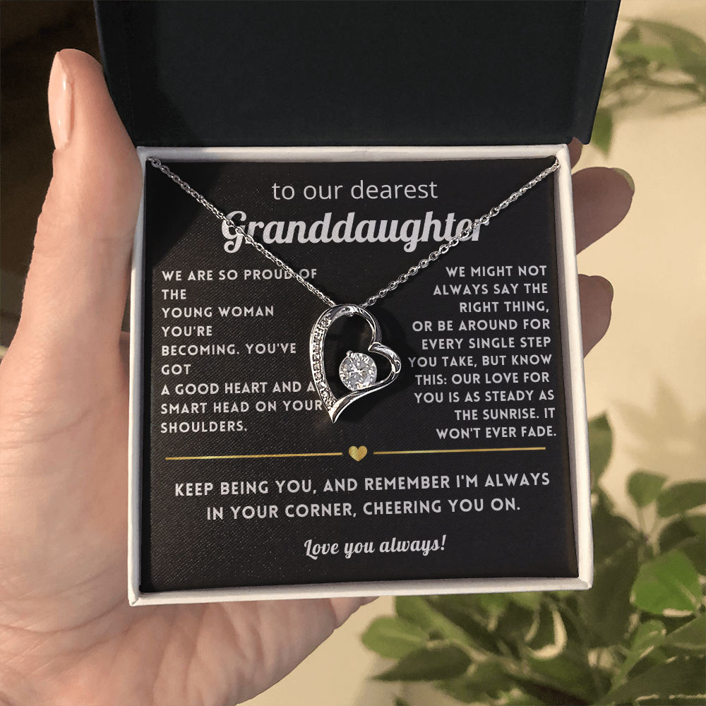 To My Granddaughter Heart Necklace Gift