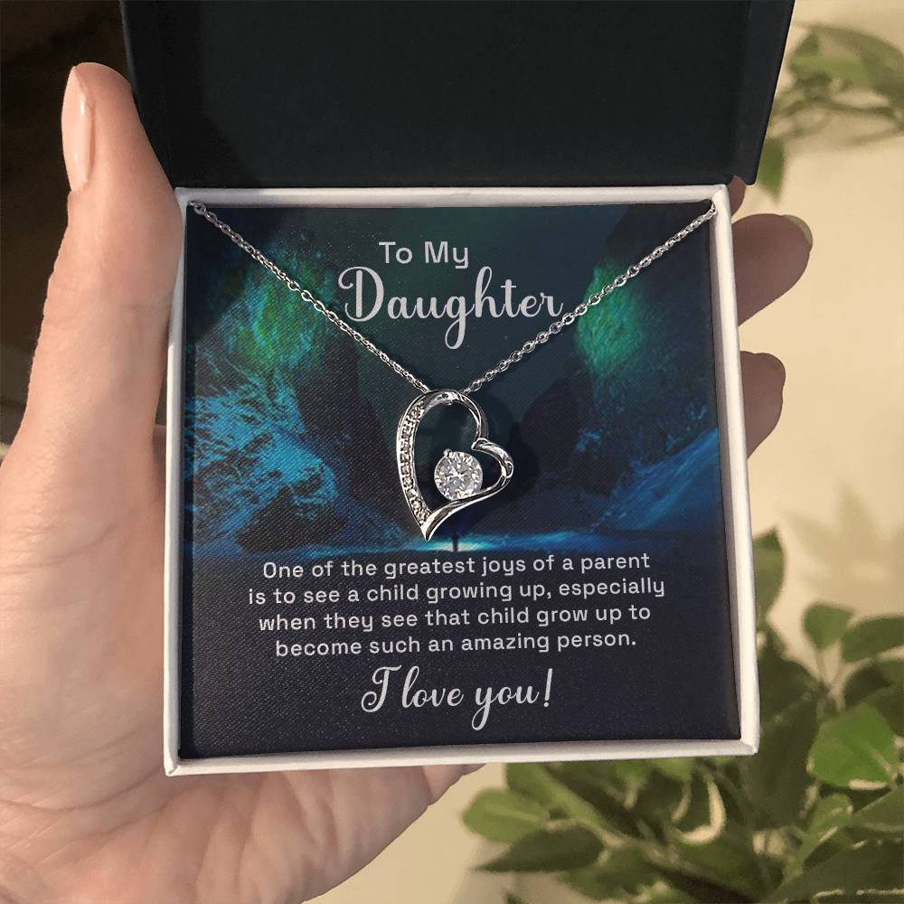 Daughter Greatest Joy Heart Necklace Gift-[Heartfelt Family Gift]
