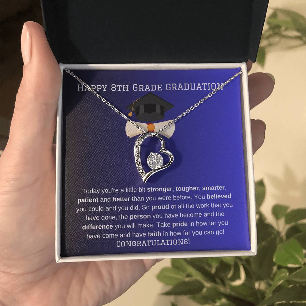 8th Grade Graduation Heart Necklace Gift-[Heartfelt Family Gift]