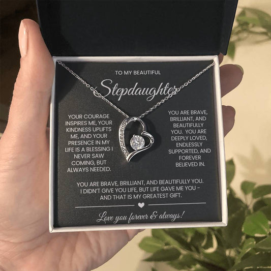To My Stepddaughter Forever Love Necklace Gift