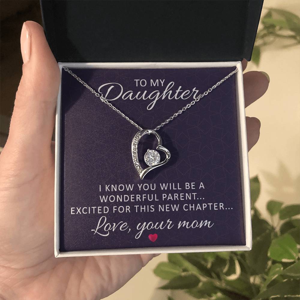 To Mom-to-Be From Her Mother Heart Necklace Gift-[Heartfelt Family Gift]