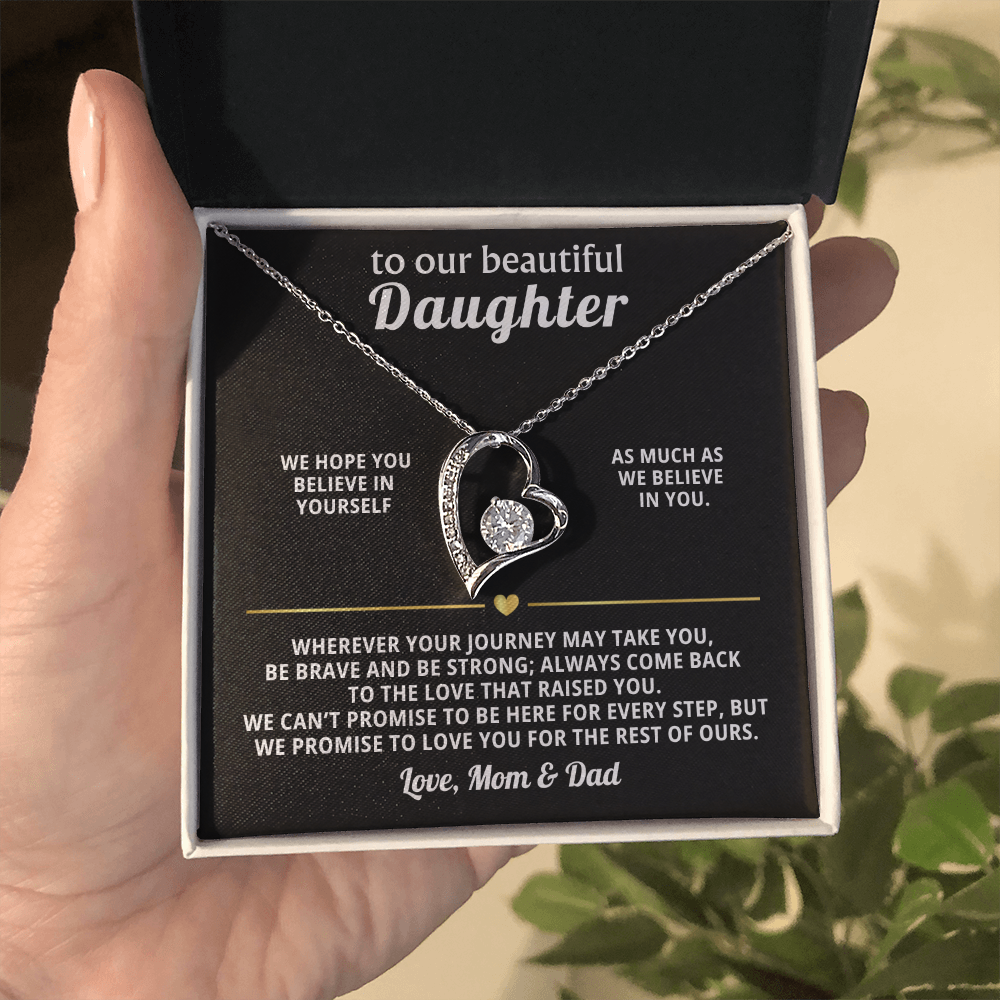To Our Beautiful Daughter Heart Necklace Gift from Mom Dad