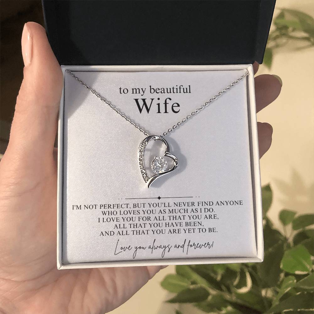 To My Beautiful Wife Heart Necklace Gift