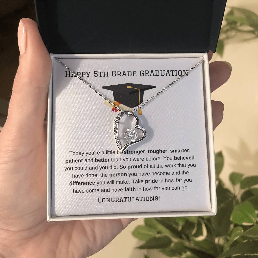 5th Grade Graduation Heart Necklace Gift-[Heartfelt Family Gift]